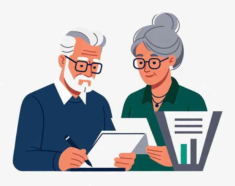 Elderly Couple doing taxes